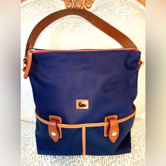 Dooney & Bourke Handbags - DOONEY EUC Navy Nylon and Leather Shoulder Bag- EUC and Vintage